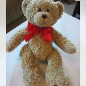 BUILD A BEAR STUFFED TEDDY BEAR Animal Kids CAMEL RED RIBBON Toy CUDLY GIFT NEW
